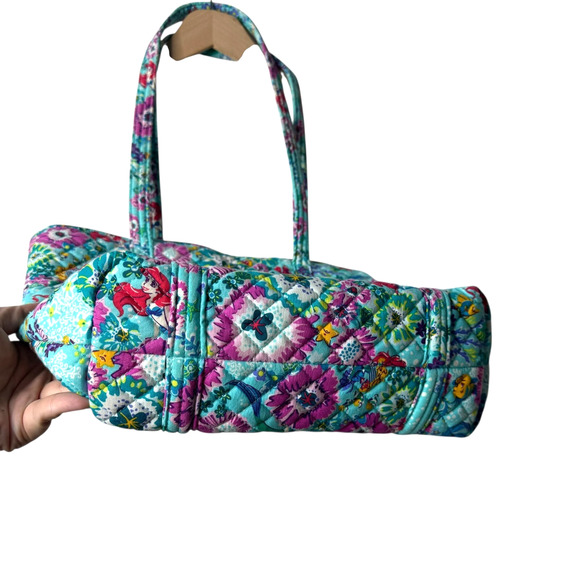Vera Bradley Disney Small Vera Tote Handbag Little Mermaid Ariel Floral Blue - Picture 7 of 14